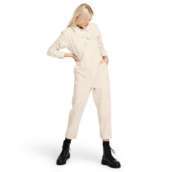 NWT Sandy Liang Cream Long Sleeve Jumpsuit Size 2 - Picture 1 of 9